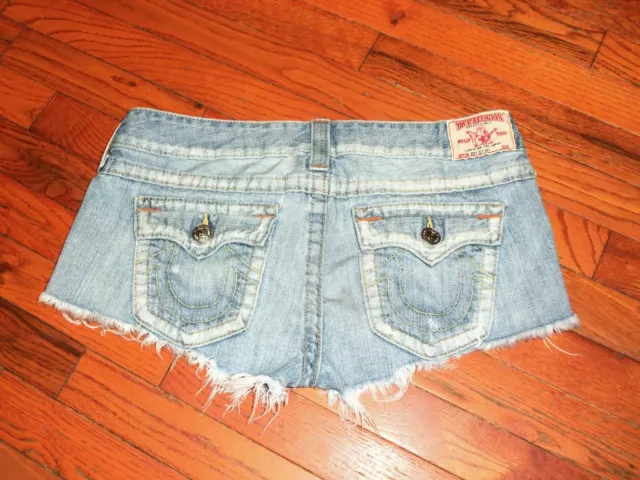 Women's TRUE RELIGION JOEY Cut Off Denim Jeans Shorts Size 32