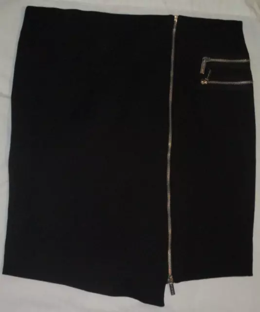 Michael Kors Skirt Ladies Size 10 Zippers Asymmetrical Hem Black Knit