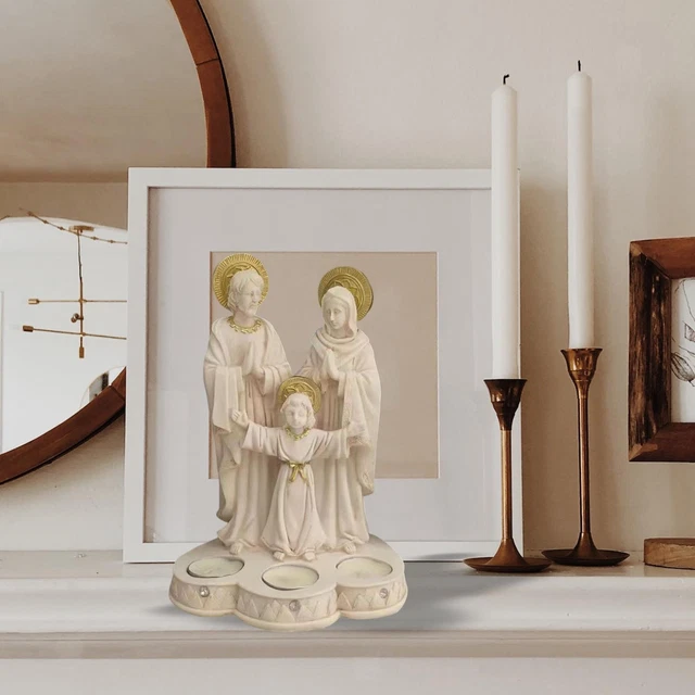 Résine Statue Bougies Chauffe-Plat Décoratif Artisanat Bureau Nativité Scène