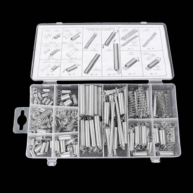 200 pz kit assortimento molle bobina in acciaio sciolto in metallo piccolo e con scatola