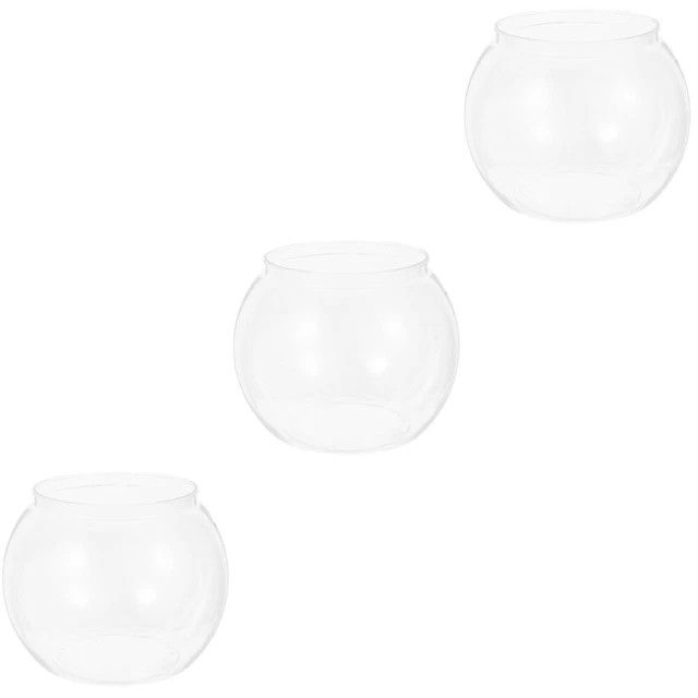 Set 3 Round Fish Bowl Vase Transparent Tank Clear Glass Vases Decorative