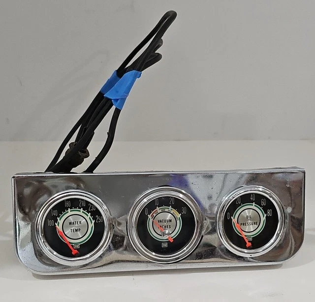 1960s SCARCE Stewart Warner Greenline Gauge Trio Water Temp Vacuum Oil Pressure 1960s SCARCE Stewart Warner Greenline Gauge Trio Water Temp Vacuum Oil Pressure