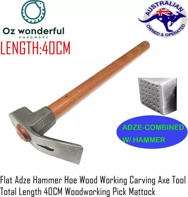 New Flat Adze Hammer Hoe Wood Working Carving Axe Tool Woodworking Pick Mattock