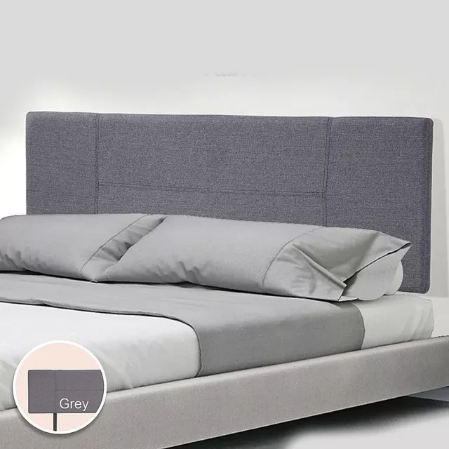 Linen Fabric Queen Bed Headboard Bedhead Bedroom Furniture - Grey