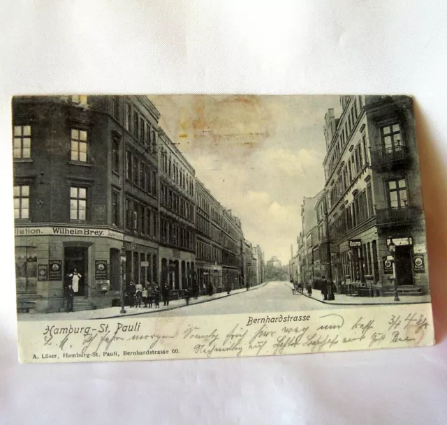alte AK Hamburg - St. Pauli Bernhardstrasse 1911  Postkarte / dp 933