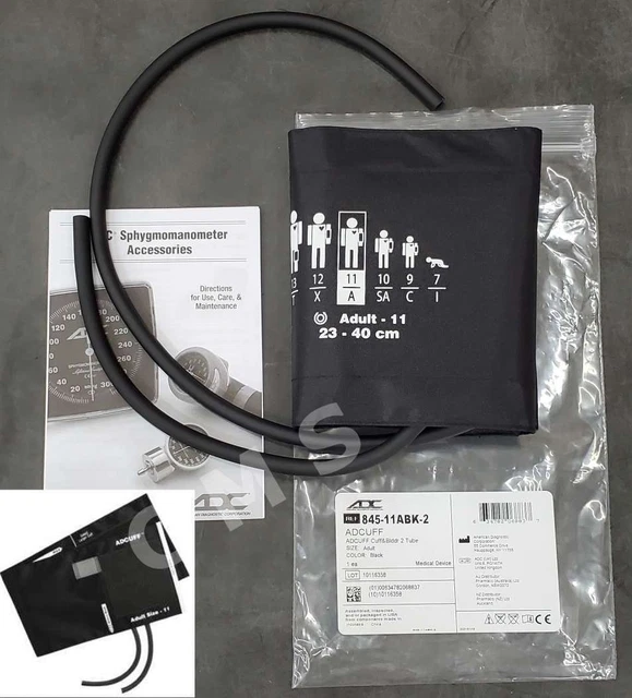 Monitor de presión arterial ADC Adcuff puño y vejiga 2 tubos adultos 11 NEGRO 845-11ABK-2