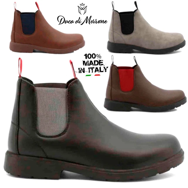 SCARPE UOMO STIVALETTI in pelle sintetica eleganti alte nere da