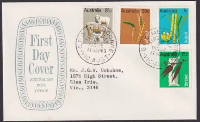 1969 Primary Industries On Post Office Shield  First Day Cover - Typed Address