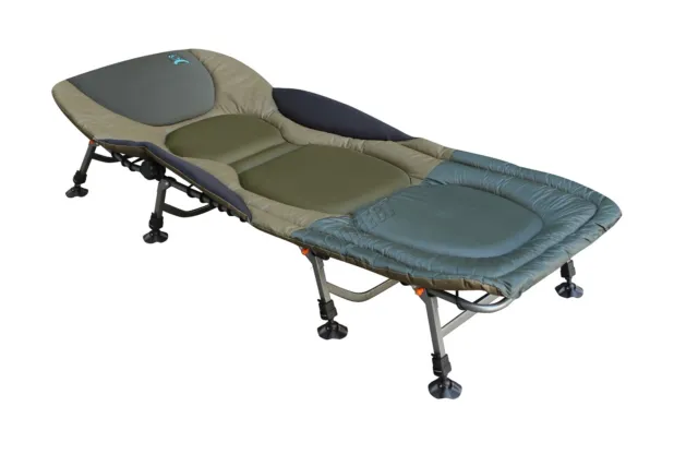 Foldable Carp Fishing Bed Chair Camping Flat Bedchair Adjustable Mud Feet Pillow