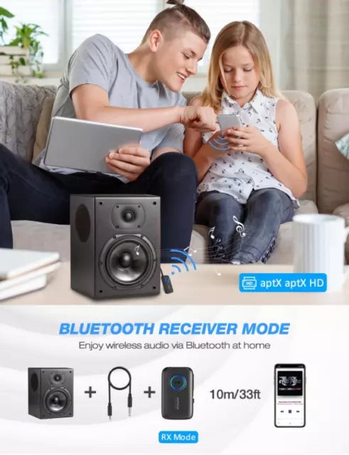 Mpow BH390 Bluetooth 5.0 (2in1) Empfänger Sender mit 3,5 mm + Cinch-Stecker (N648) 3