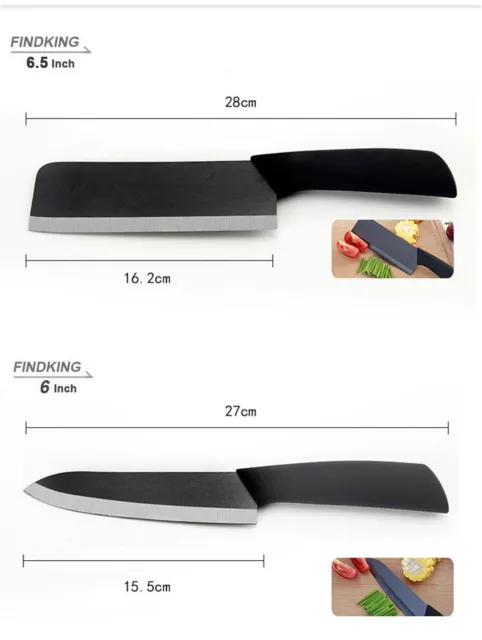 Knife Ensemble De Couteaux En Céramique 4"6"6,5'' Éplucheur + Support Acrylique 3
