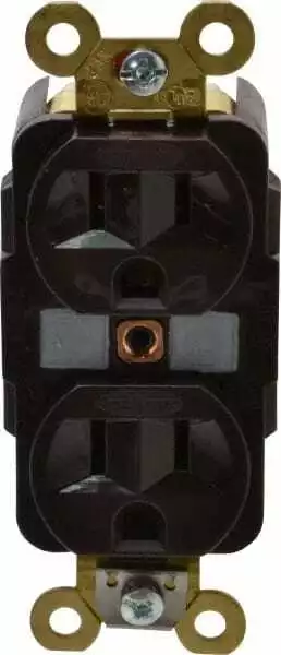 Hubbell HBL5262 Self Grounding Duplex Receptacle: 125 VAC, 15 Amp, Brown