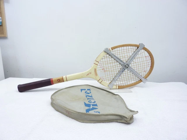 Raquette De Tennis Vintage Majestic En Bois - Cadre De Tension Dunlop - Occasion