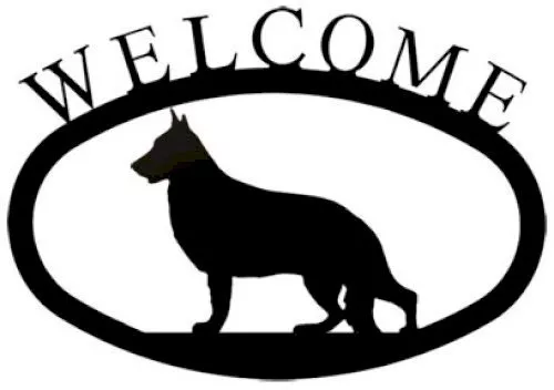 Wrought Iron Welcome Sign German Shepherd Silhouette Outdoor Dog Plaque Patio