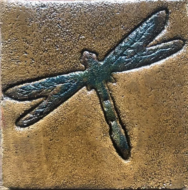 4x4 Cottage Craft Tile Arts and Crafts Beige Dragonfly Accent Deco Tile