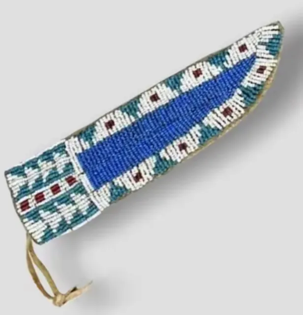 Native American Lakota Style Indian Beaded Cover Suede Leather Knife Sheath