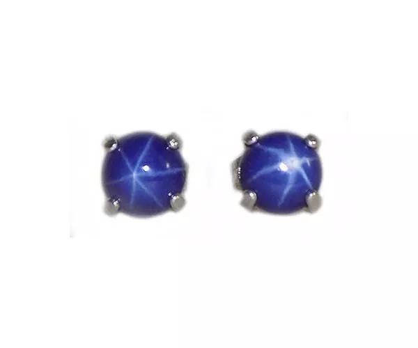 19thC Antique 2¾ct Star Sapphire Earrings: Ancient Persia Sorcery Oracle Prophet