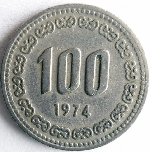 1974 SOUTH KOREA 100 WON - Excellent Coin - FREE SHIP - Bin #330