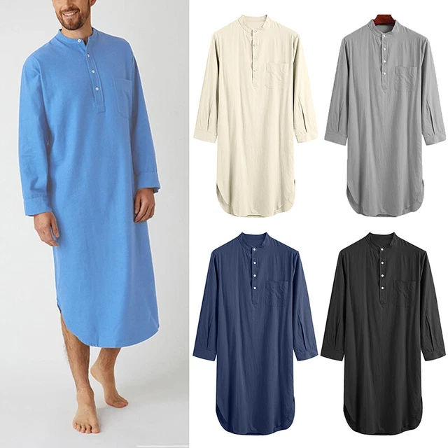 UOMO MANICA LUNGA Indiano Retro Kurta Camicie Stile Etnico Hippy Tunica Solido EUR 22 15 PicClick IT