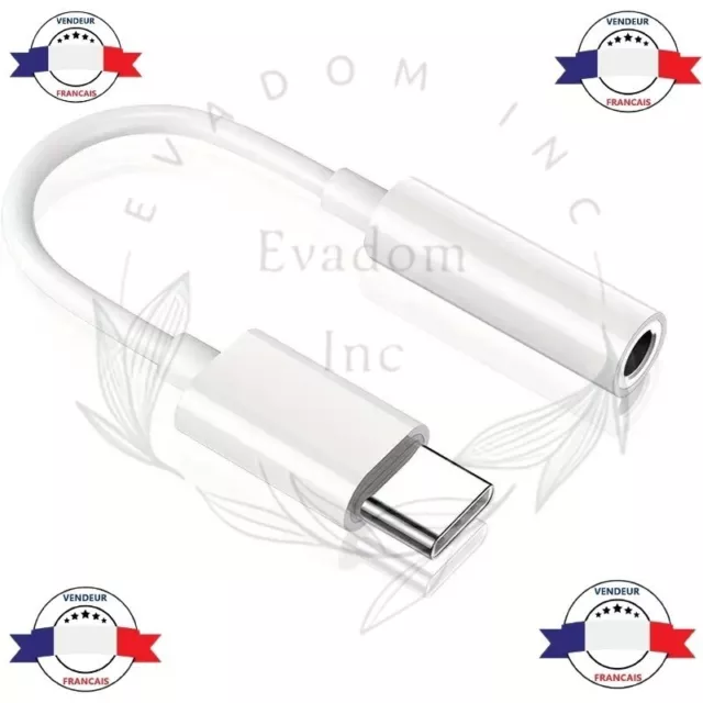 Adaptateur Audio USB-C vers Double Jack 3.5mm Femelle (Casque + Micro),  LinQ - Blanc / gris - Français