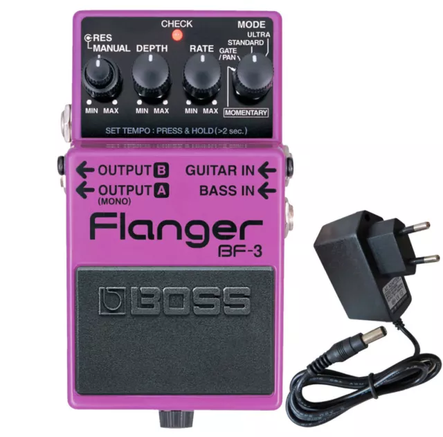 Dispositivo effetto pedale Boss BF-3 flanger + alimentatore keepdrum