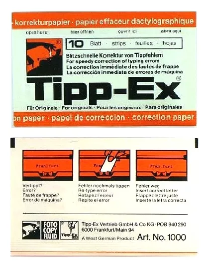 30 Blatt TIPP EX Korrekturpapier für Schreibmaschine universal Nr. 1000 **RAR**