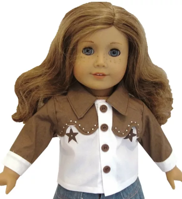 Brown & White Western Cowgirl Cowboy Shirt fits 18" American Girl Size Doll