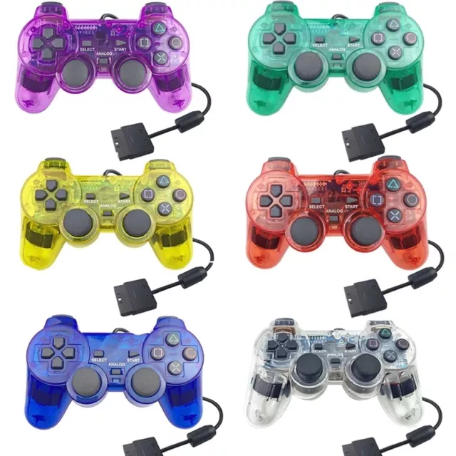 Wired Controller for PS2 - Transparent Blue, Red, Green, Purple and Black