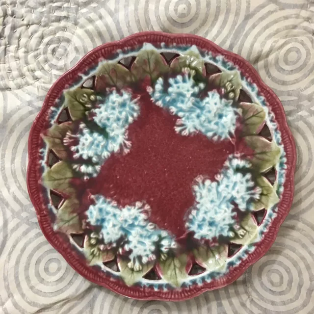 Antique Villeroy & Boch Reticulated Art Nouveau Majolica Plate 1241