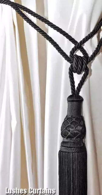 1 New Luxury Handmade Black Window Curtain Drapery Tassel Rope Tie back/Holdback