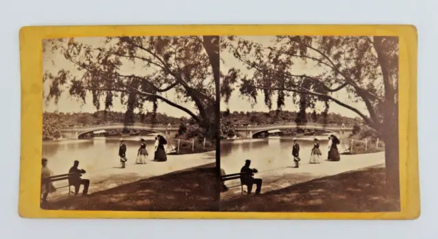 Central Park New York - The Bow Bridge E&HT Anthony Stereoview