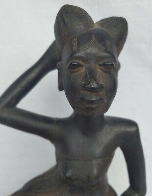 Old Vintage Hand Carved African Woman Figure Wood Carving Ethnic Art