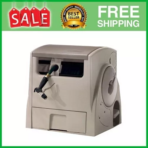 Suncast 100 ft.Powerwind Auto Power Rewind Hose Reel, Light Taupe, Free Shipping