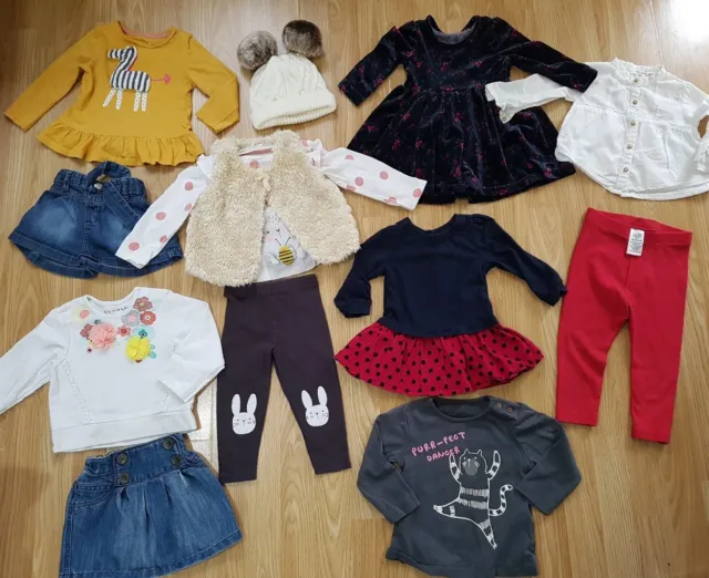 Baby Girls 9-12 Months Clothes Bundle 💕 Gap NEXT F&F leggings tops gilet VGC