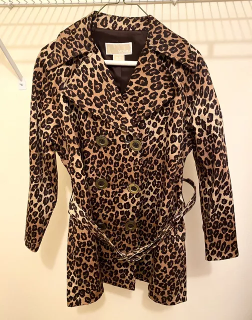 Michael Kors Animal Print - Leopard Print Belted Trench Coat Size M/M
