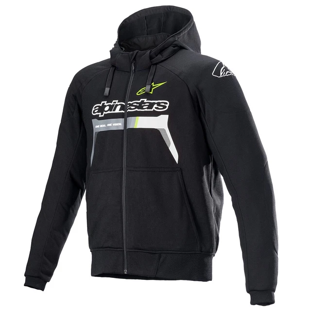 Felpa con cappuccio accensione cromata Alpinestars nero giallo fluo