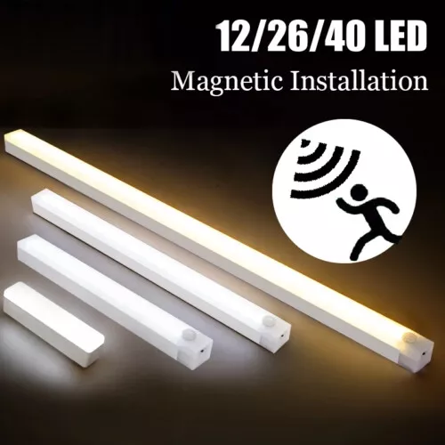 Rechargeable Led Strip Closet Cabinet Night Light Pir Motion Sensor Usb ₣