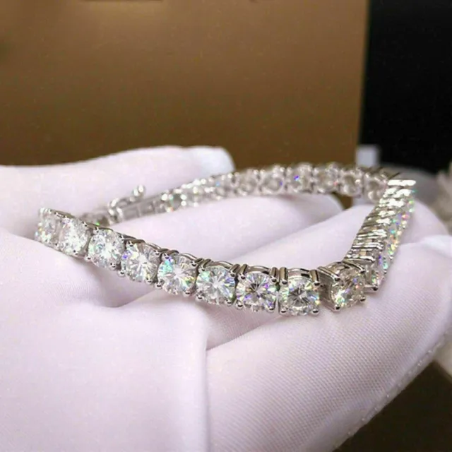 12Ct Round Cut Lab Created Diamond Women's Tennis Bracelet 14K White Gold Plated