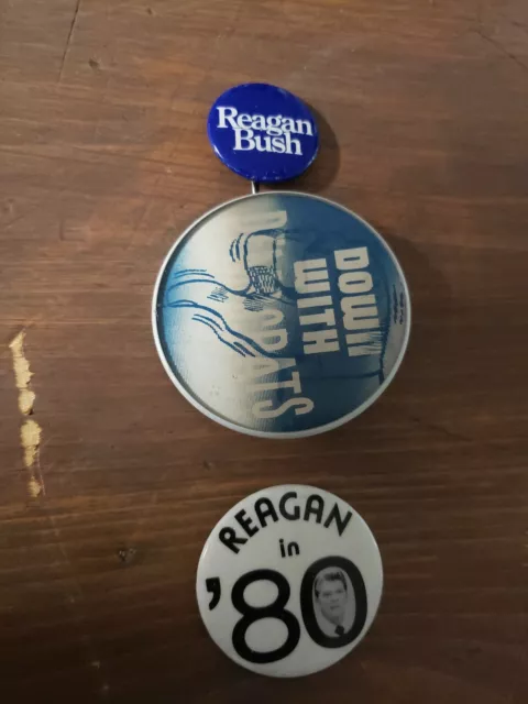 Original 1980 Ronald Reagan pins George H.W. Bush Republican RNC buttons genuine