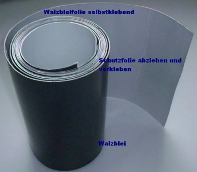 Walzblei Folie selbstklebend 50,0 x 20,0 cm x 1,0 mm Blei Dach Basteln Schall