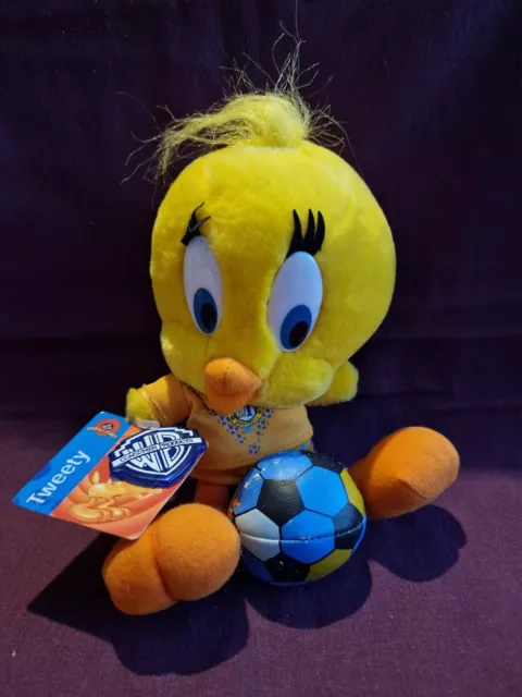 Vintage Looney Tunes Tweety Pie Football Kit Plush Soft Toy 9" 1998 Play by Play