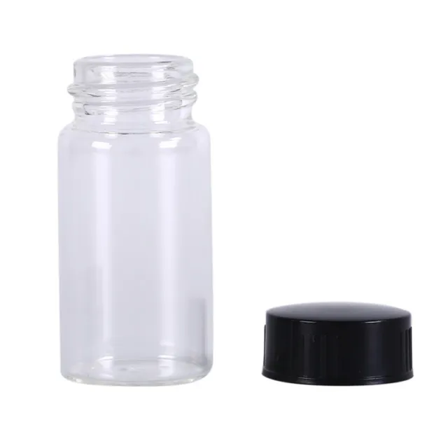 1pcs 20ml small lab glass vials bottles clear containers with black screw cap.jh