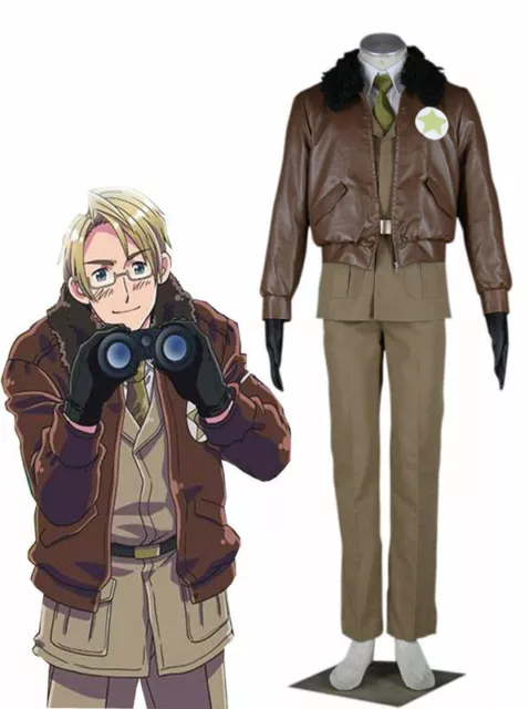 Axis Powers Hetalia APH America Army Uniform Full Set Cosplay Costume *d