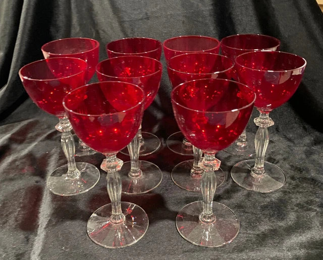 Morgantown Ruby Wine Glasses Set of 10 Circa 1920-30's Morgantown Ruby Wine Glasses Set of 10 Circa 1920-30's