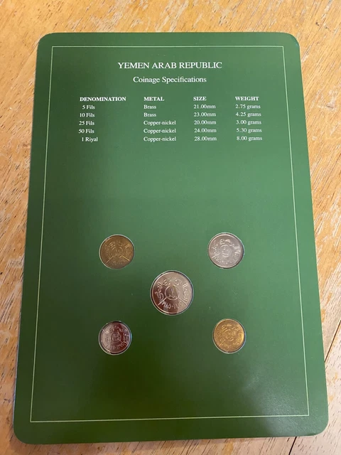 Coin Sets Of All  Nations  Yemen Arab  Republic   1974 - 85  Unc  W / Card 2