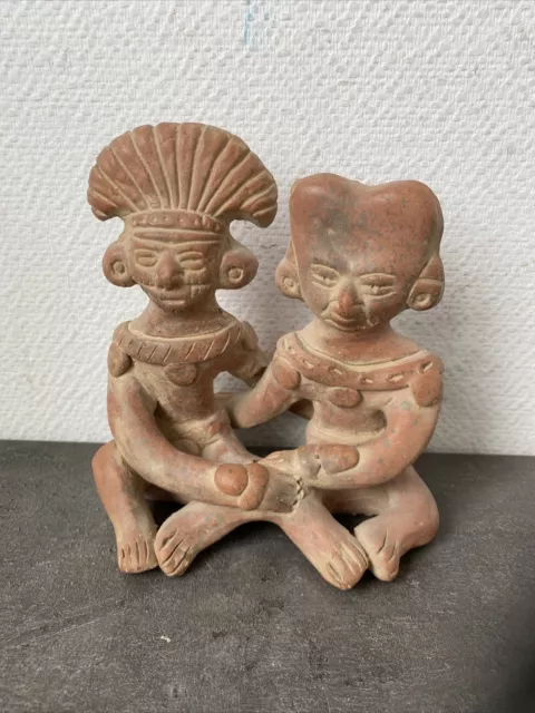Ancienne Statuette Figurine Mexicaine Aztèque En Terre Cuite Deco Ethnique Rétro