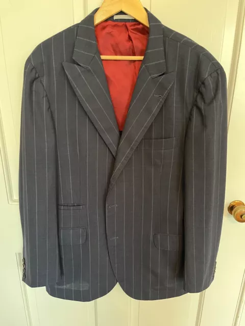 Brunello Cucinelli Striped Navy Blue Blazer Size 46 (58 EUR) Men’s Jacket