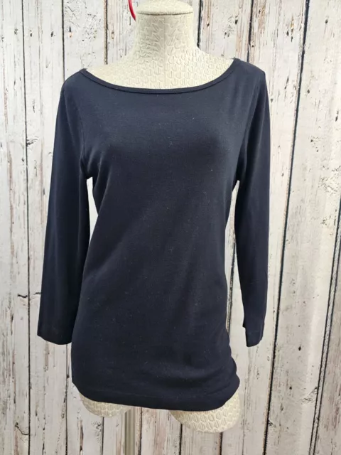 LM Women's XL Three Dots 100% Cotton Long Sleeve Black Tee T-Shirt T Shirt Top