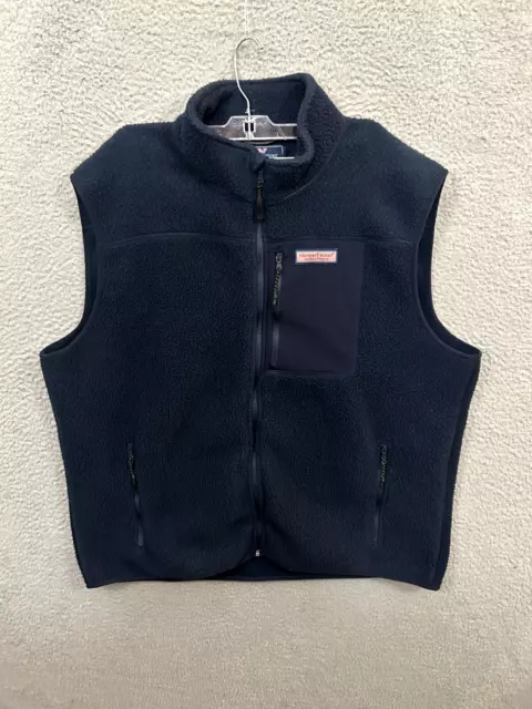 Vineyard Vines Vest Mens XL Blue Marthas Vineyard Stillwater Fleece Sherpa Zip