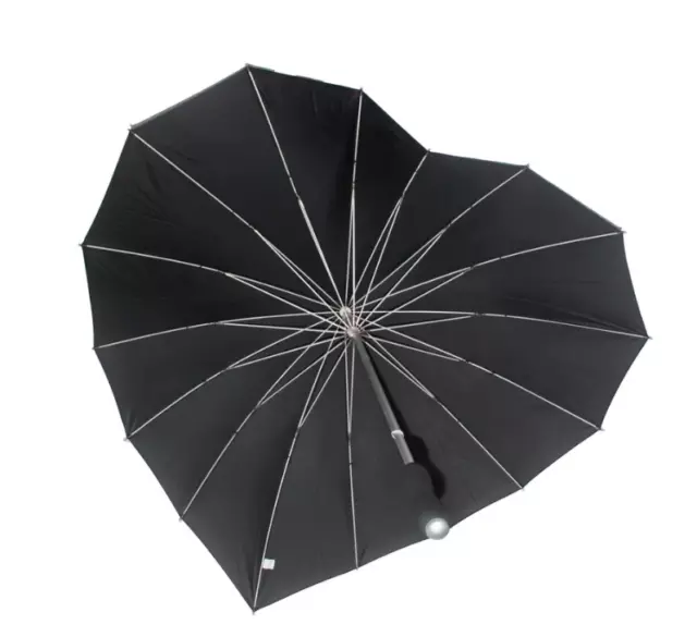 SOAKE Heart Shaped Stylish Modern Wedding Umbrella Black 2